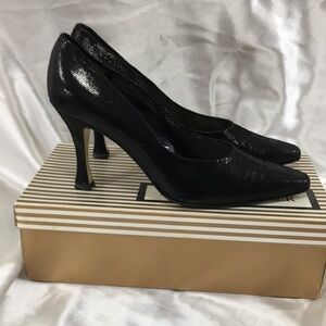 Vintage Heels ANDREW GELLER Black Caviar Size 9M 3.5”